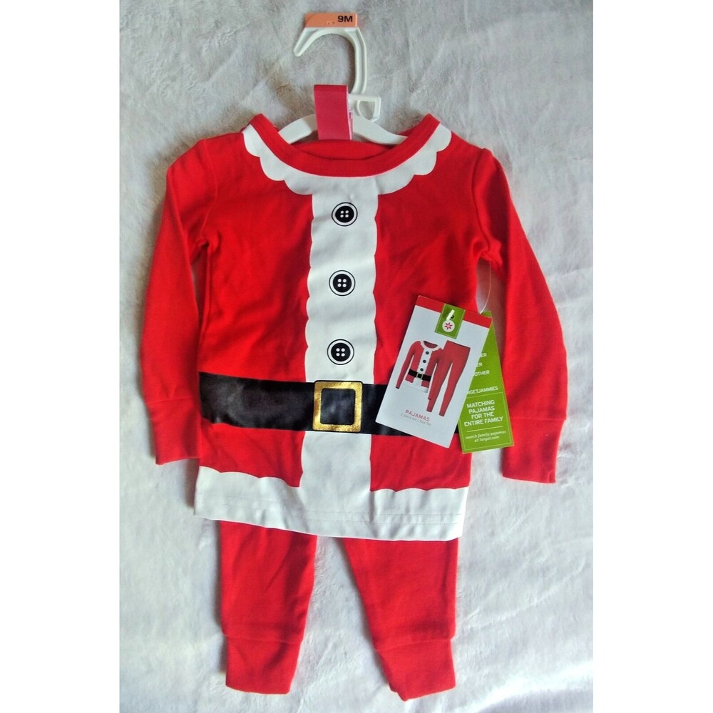 Pajamas 9 months New Target 2 Piece set holiday Santa boy girl sleepwear